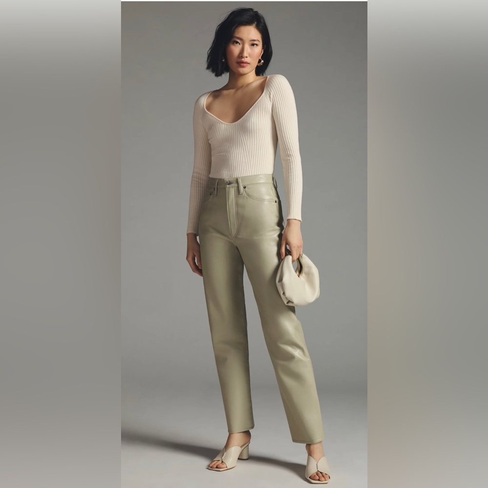 😍NWT‼️ AGOLDE 90s Pinch Waist Recycled Leather (Gorge Neutral) Sz 27